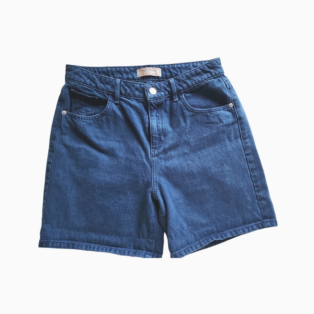 Guess Originals Womens Dark Wash High Waisted Denim Shorts Blue Size 28 Casual